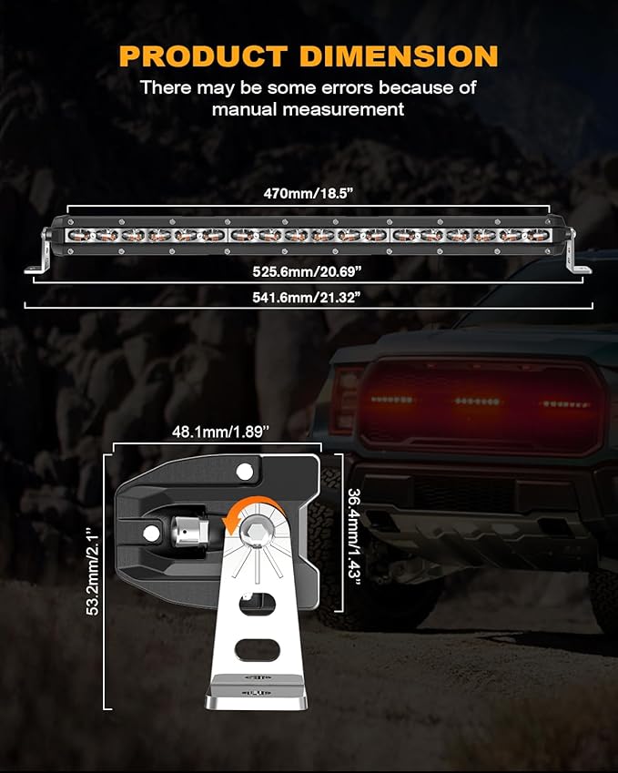 [Red & Blue Strobe] 20 inch LED Light Bar, Single Row Flashing Police Light, Chasing Light with Wiring Harness for Off-Road ATV UTV Car Pickup Truck [Straight]