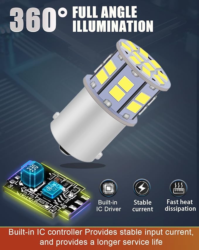 1156 LED Bulb, Super Bright 7506 BA15S P21W 1141 LED Replacement Bulbs for Backup Reverse Light, Tail Brake DRL Parking Light, White (Pack of 4)