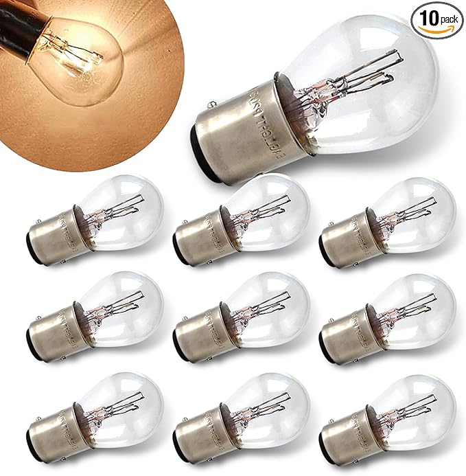 10PCS 1157 Light Bulb, Double Tail High and Low Brake Light Bulb, P21/5W S25 2057 2357 7528 BAY15D Bulbs, Universal Halogen Turn Signal Parking Lights(White)