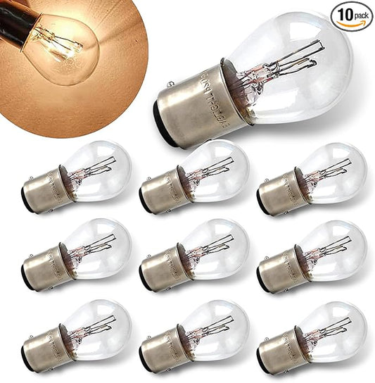 10PCS 1157 Light Bulb, Double Tail High and Low Brake Light Bulb, P21/5W S25 2057 2357 7528 BAY15D Bulbs, Universal Halogen Turn Signal Parking Lights(White)