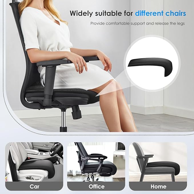 FLORICH Car Seat Extender Leg Extender Support Cushion for Driver Seats Office Chair, Leather Carseat Leg Support for Long Drivers Universal Car Seat Cushion Legs Rest Pads-Black