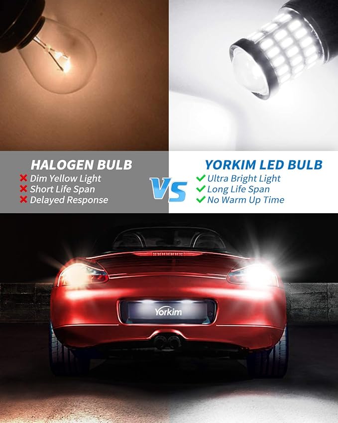Yorkim Ultra Bright 7440 Led Bulb White T20 Led Bulb 7441 7443 7444 W21W Led for Backup Reverse Brake Light, Tail Light, Turn Signal Light Pack of 2 - White