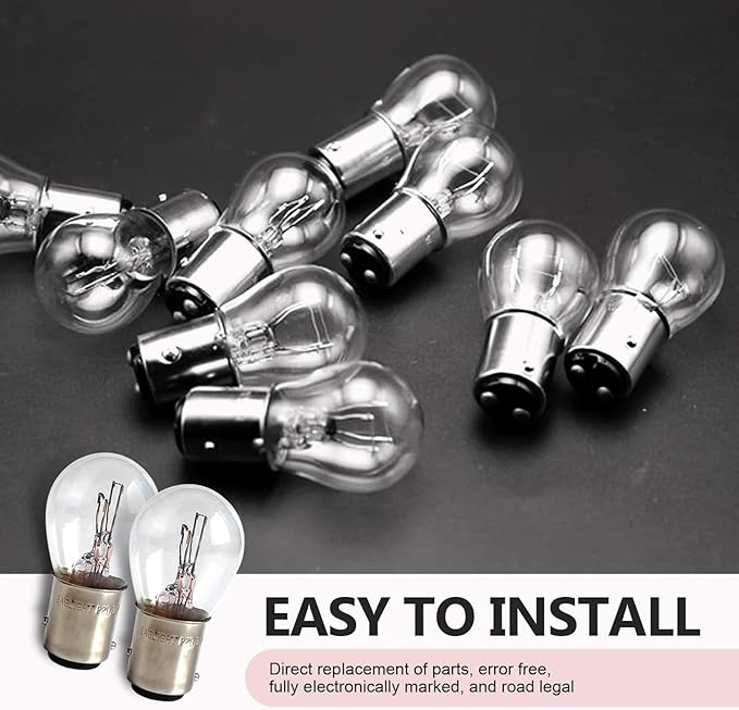 10PCS 1157 Light Bulb, Double Tail High and Low Brake Light Bulb, P21/5W S25 2057 2357 7528 BAY15D Bulbs, Universal Halogen Turn Signal Parking Lights(White)
