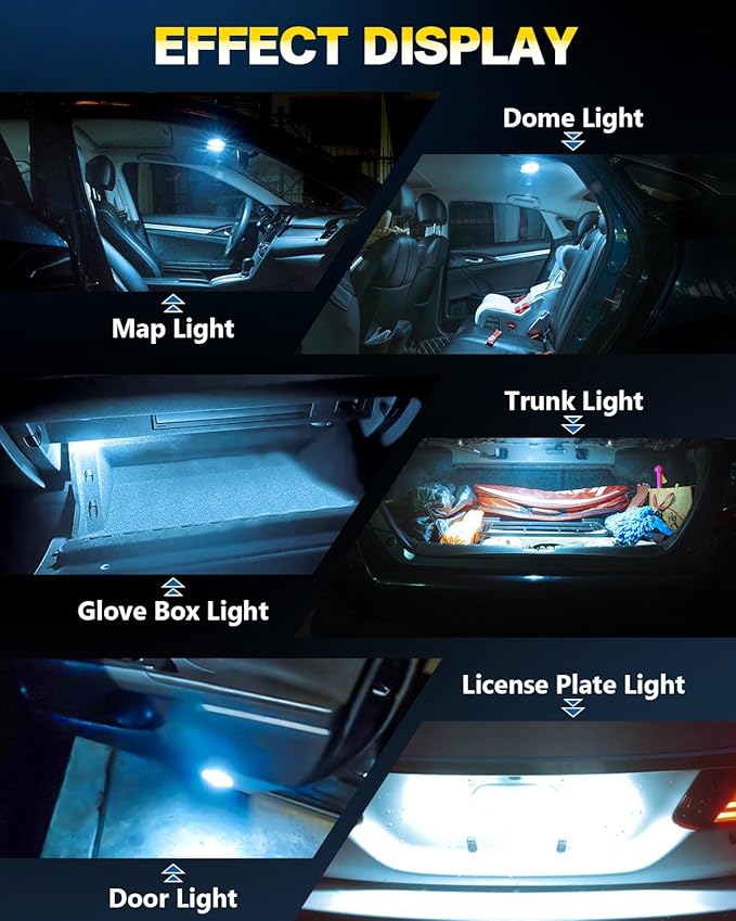 10Pcs 194 T10 168 W5W 2825 LED Bulb, Super Bright LED Car Interior Dome Map Camper RV License Plate Light Bulbs, Upgraded 25-SMD 3014 Chipsets 12V 400LM Ice Blue