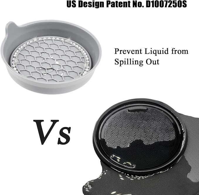 Amooca Car Cup Coaster Universal Non-Slip Cup Holders Bling Crystal Rhinestone Car Interior Accessories 2 Pack Light Gray