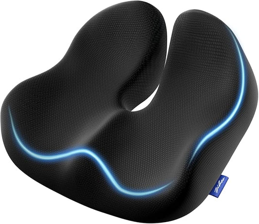 ZIKEE Pioneering Seat Cushion for Pressure Relief, Ergonomic Office Chair Cushion for Sciatica, Back, Hemorrhoids & Tailbone Pain Relief, High-Density Memory Foam Car Seat Cushion with Anti-Slip Base
