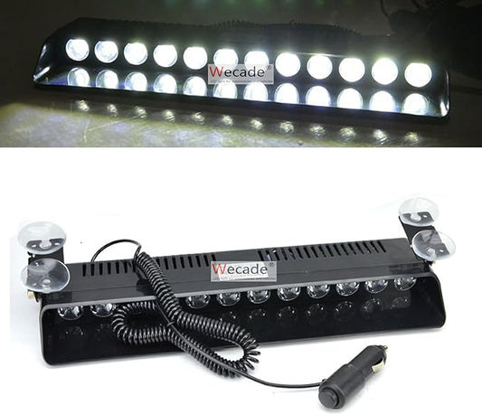 12w 12 Leds Car Truck Emergency Strobe Flash Light Windshield Warning Light (White)