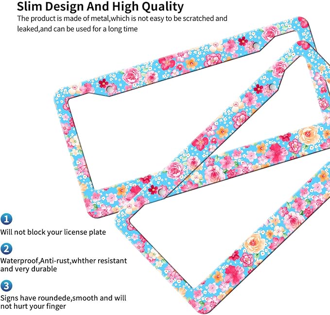 MIOAOSRT Watercolor Paisley Flowers License Plate Frame Beautiful Roses Peonies License Plate Cover Car Tag Holder Metal License Plate Frame Fits Standard U.S.Vehicles 12x6 Inch