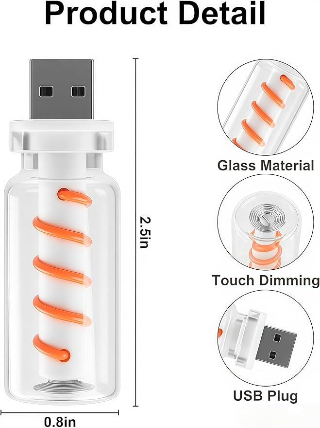 2 PCS USB Car Interior Lights, Touch Dimmable, Mini Retro Glass Bottle Design Suitable for Cars, Bedrooms, Corridors and Camping (Blue)
