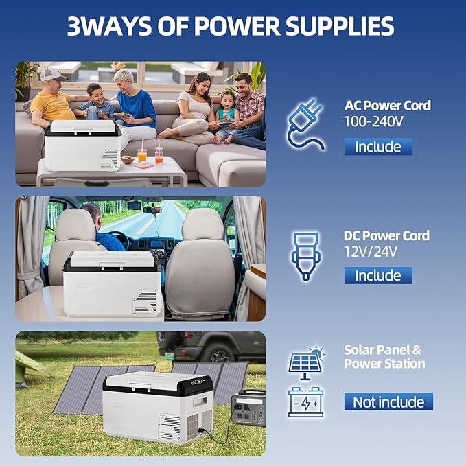 12V Car Refrigerator, 22QT Portable Freezer Compressor Cooler with Reversible Door, 100–240V AC / 12V / 24V DC Powered, for Truck Van RV Camper SUV Travel Camping Road Trips Tailgating,-4℉-50℉