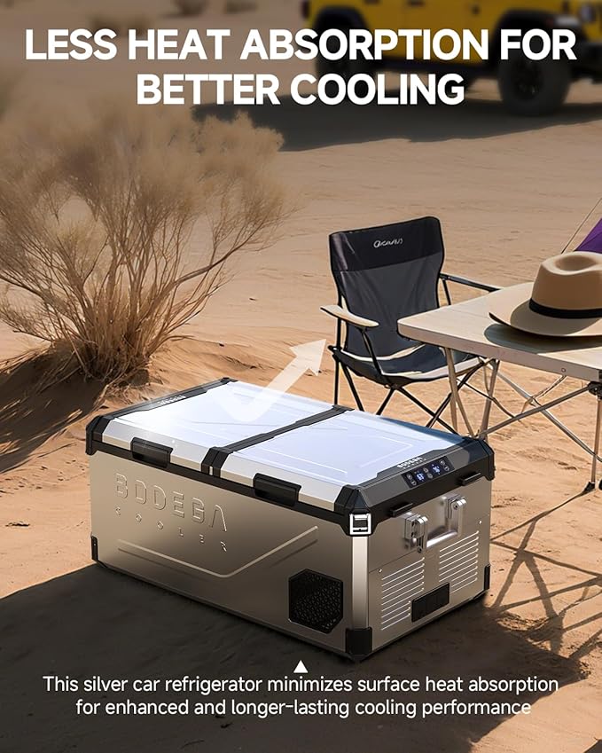 BODEGACOOLER 12 Volt Car Refrigerator, 79 Quart(75L) Portable Freezer Car Fridge Dual Zone With APP Control, -4℉-68℉ Electric Cooler, 12/24V DC and 100-240V AC, for Vehicles,Camping, RV, Outdoor