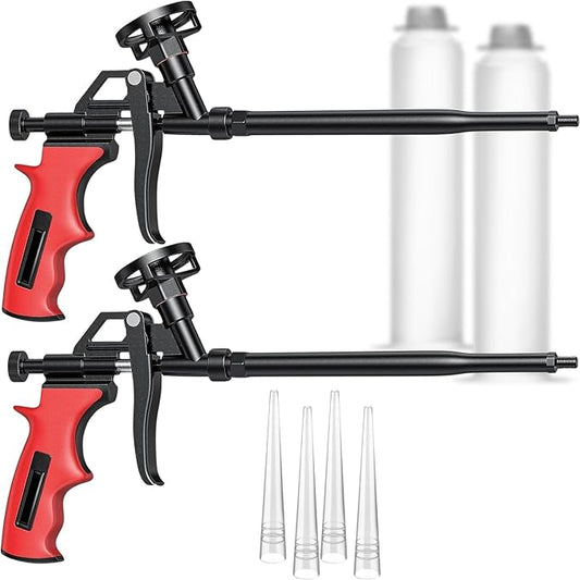 Pack of 2 Red Foam Gun – Heavy Duty PU Foaming Sealant Sprayer for Caulking and Insulation Professional Foaming Gun Spray Application for Filling and Sealing Caulking Gun