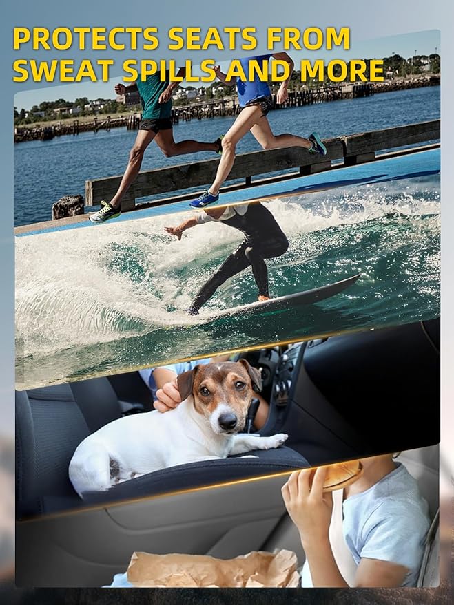 ZIMABLUE Terry Cloth seat Cover Universal Waterproof Car Sport Towel Seat Cushion Non-Slip Sweat-Absorbent Towel Cloth Suitable for All Seasons Waterproof Beach Seat Cover Washable