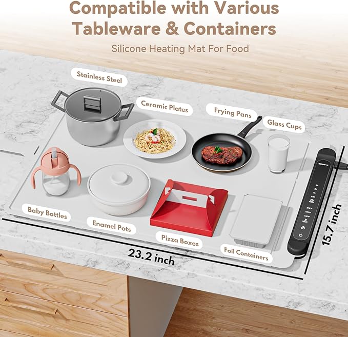 Warming Trays for Buffets Party - Warming Mat for Food - Food Warmer Mat Silicone Heating Mat for Food Heating Trays to Keep Food Warm at Party Electric Warming Tray