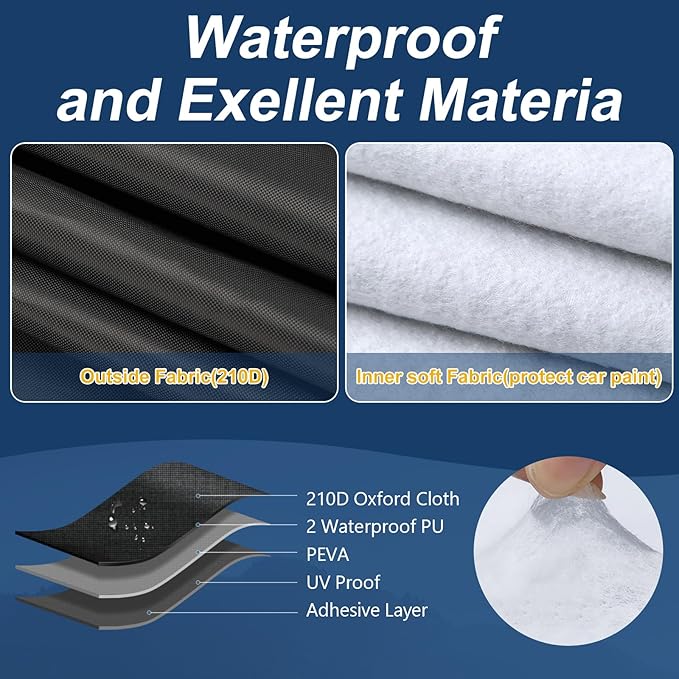 QUNSUNUS Waterproof Car Cover for Chevy Nova 2-Door 1968-1979, Outdoor Car Covers with Zipper, All Weather Cover with Straps and Elastic Edges for Wind, Sun, UV and Dust Protection