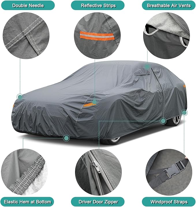 Premium Car Cover Custom Fit Chevrolet Chevy Camaro (2010-2025), 16 Layers Heavy Duty Car Cover Waterproof All Weather with Zipper Door for Sun Rain Snow Dust Uv Protection