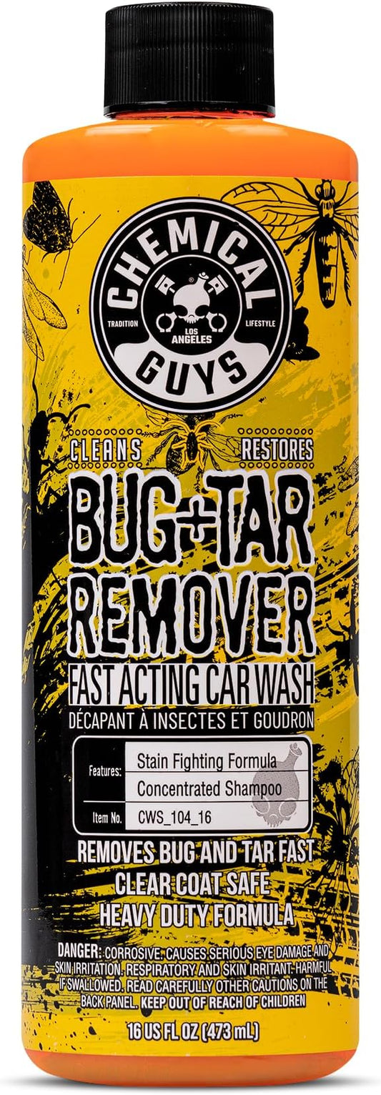 Chemical Guys Bug & Tar Wash Heavy Duty Bug, Tar, Grime, Tree Sap & Bird Dropping Remover - Safe for Paint, Glass, Chrome, Plastic & All Exterior Surfaces (16 oz) - CWS_104_16