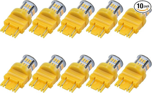 10 Packs LED Light Bulbs Super Bright 3157 3156 3057 4057 4157 for Cars 12V Non-Polarity 39-SMD LED Chipsets with Projector for Turn Signal Lights Taillights Replacement(Amber)