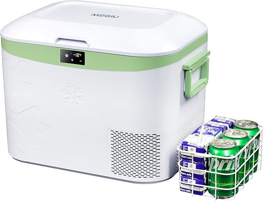 Car Refrigerator, Portable 12V Fridge 19 Qt (18 L) 12 Volt Freezer Compressor Cooler 12V/24V DC 110～240 V AC for Truck Van RV Camper SUV and Home Use -18℃~+15℃