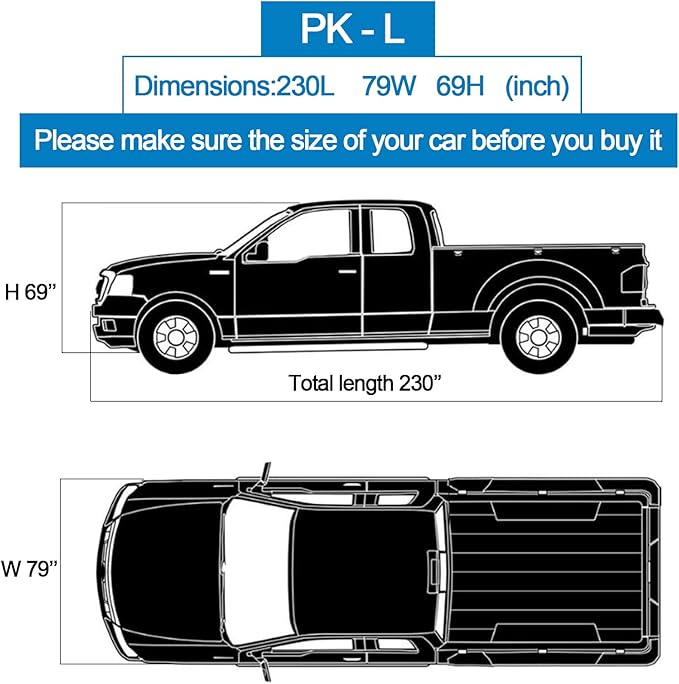 10 LayerTruck Cover Waterproof All Weather. Pickup Truck Cover Rain Snow UV Dust Protection. Length: 210-230 inches, Universal Fit for Ford F150 Chevy Silverado Dodge Ram 1500.