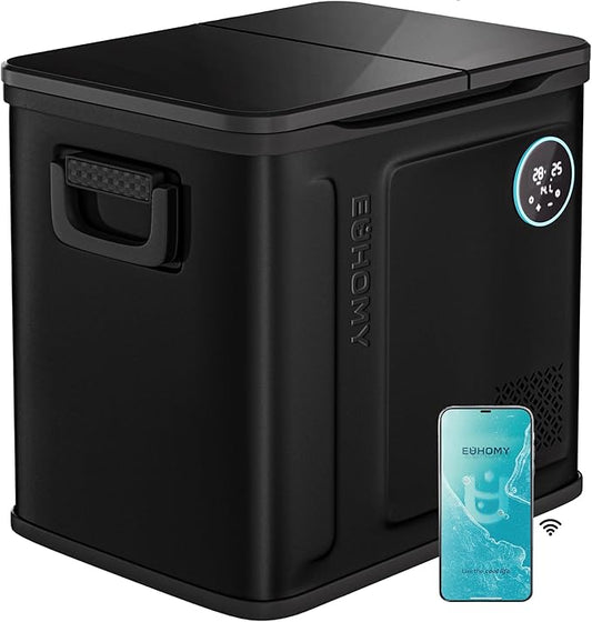 EUHOMY 12 Volt Refrigerator, 58QT Dual Zone Electric Cooler APP Control, Car Refrigerator with 12/24V DC 110-240V AC, Car Fridge -4℉~68℉, Portable Freezer Aluminum Interior for Camping,Trip,Home,Truck