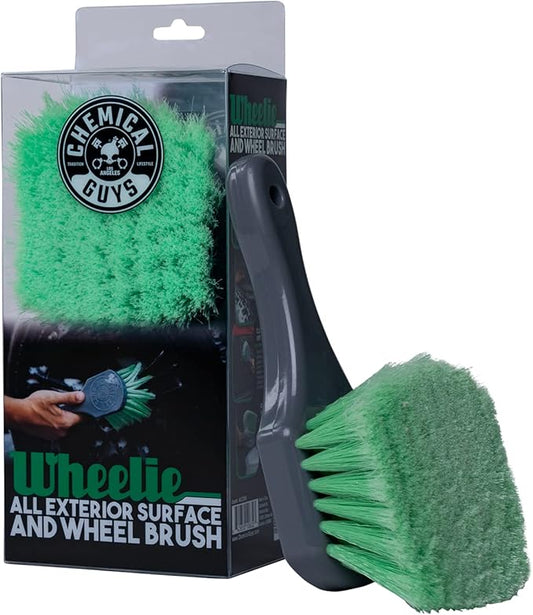 Chemical Guys ACCG08 Wheelie All Exterior Surface and Wheel Brush (Safe for Cars, Trucks, SUVs, RVs, Motorcycles, & More) Green