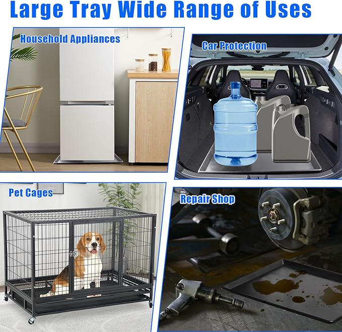 3 Pack Extra Large Oil Drip Pan, 35.4 x 24 x 1.6 in Oil Change Drain Pan, Plastic Oil Drip Tray for Under Car, Oil Catch Pan Tray for Garage, Fridges, Washing Machines, Cat Litter Box Bottom