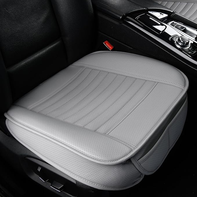 1pc Edge Wrapping Comfortable Car Front Seat Cover Cushion Pad Mat Protector, Anti-Slip Bottom Seat Cushion Cover for Auto with PU Leather(Gray)