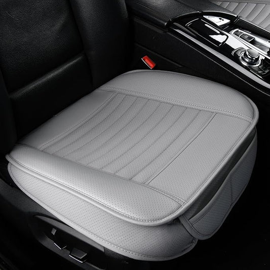 1pc Edge Wrapping Comfortable Car Front Seat Cover Cushion Pad Mat Protector, Anti-Slip Bottom Seat Cushion Cover for Auto with PU Leather(Gray)
