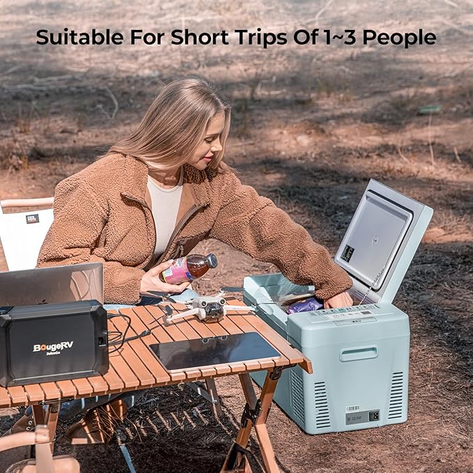 BougeRV Green 23Quart Portable Refrigerator, 12 Volt Fridge 22L, Portable Freezer Compressor Cooler 12/24V DC 110~240 Volt AC for Truck Van RV Camper -8℉~50℉