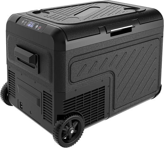 EUHOMY 12 Volt Refrigerator, 39QT Dual Zone Car Refrigerator, Electric Cooler 12/24V DC & 100-240V AC, Car Fridge -4℉~68℉, Portable Freezer with Wheels for Camping, Truck, Travel