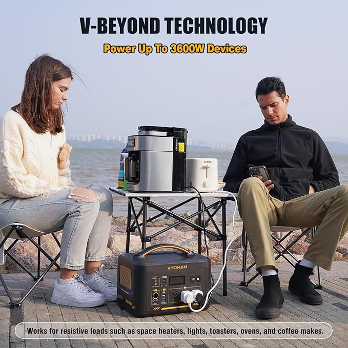 VTOMAN Jump 1800 Portable Power Station, 1548Wh LiFePO4 Solar Generator 1800W (Peak 3600W) Constant-Power Battery Power Station, Regulated 12V DC, 2 PD 100W Type-C for Home Backup & RV/Van Camping