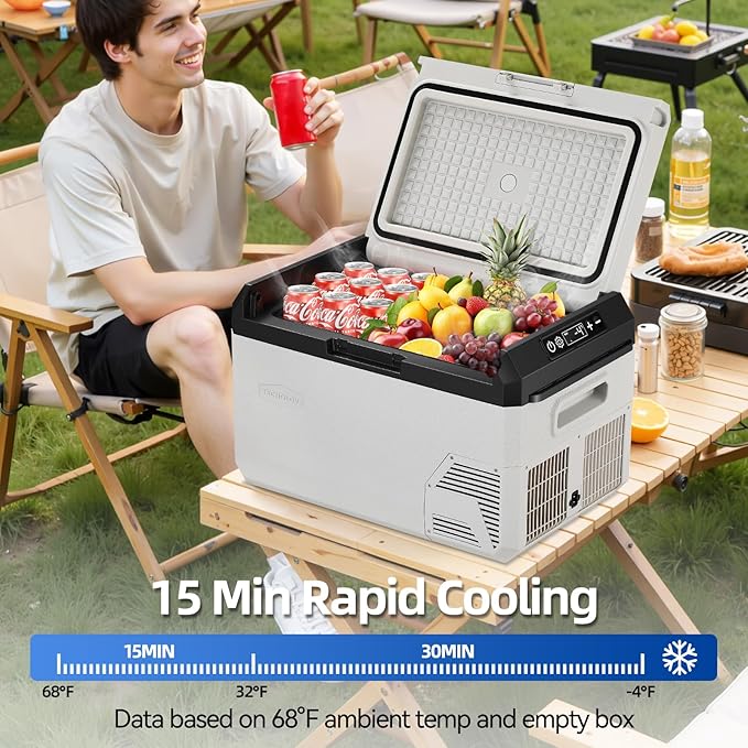12V Car Refrigerator, 22QT Portable Freezer Compressor Cooler with Reversible Door, 100–240V AC / 12V / 24V DC Powered, for Truck Van RV Camper SUV Travel Camping Road Trips Tailgating,-4℉-50℉