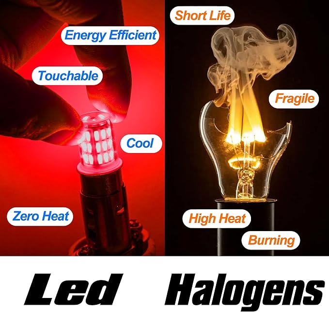12V 1156 BA15S Red 1003 1141 7506 LED Bulbs Brilliant Red,DC Bayonet Single Contact Base,AC10-24V DC10-30 volt LED Replacement for Brake,Tail Lights,Blinker,Turn Signal,Parking or Running Lights,4Pack