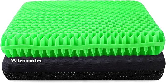 Plus Size Gel Seat Cushion, Extra Large and Thick, Seat Cushion for Pressure Relief for Back, Hip, Sciatica, Tailbone Pain, Used for Office, Wheelchair, Car, Truck, Recliner, Stadium.(Grass Green)