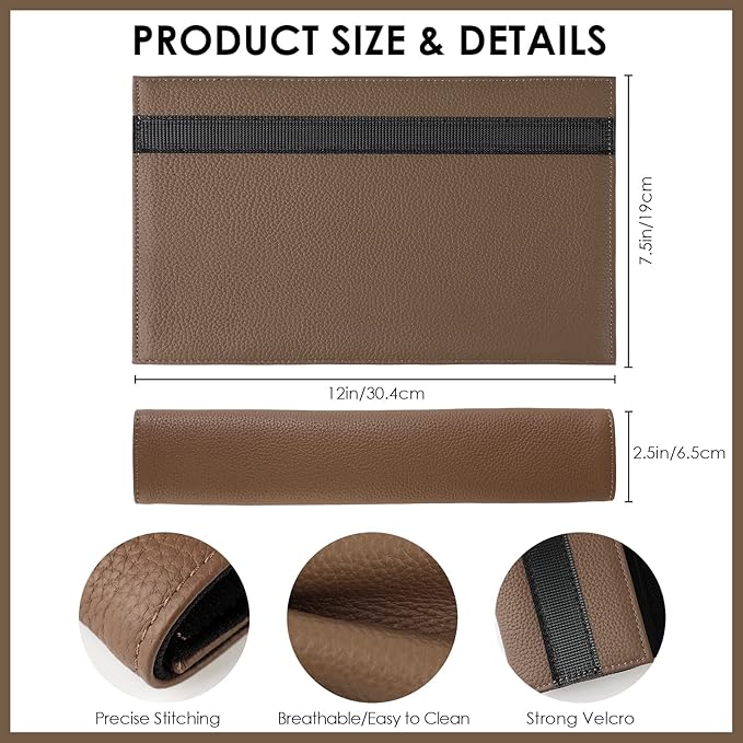 Car Seat Belt Covers for Adults Soft Leather Seatbelt Shoulder Pad Neck Cushion Protector Comfortable Driving Car Accessories Truck SUV Airplane Backpack (SC01Coffee-12.4in-1Pack)