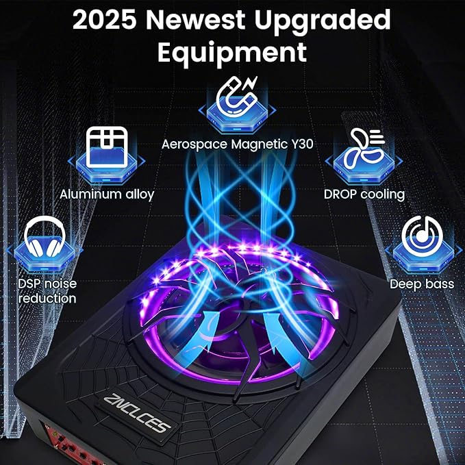 2025 Upgraded 10" 1200W Slim Under Seat Powered Car Subwoofer with Colorful LED Ambient Lights, Car/Truck Audio Sub Built in Amplifier Outstanding Heat Dissipation, Powerful Bass for Passion Driving