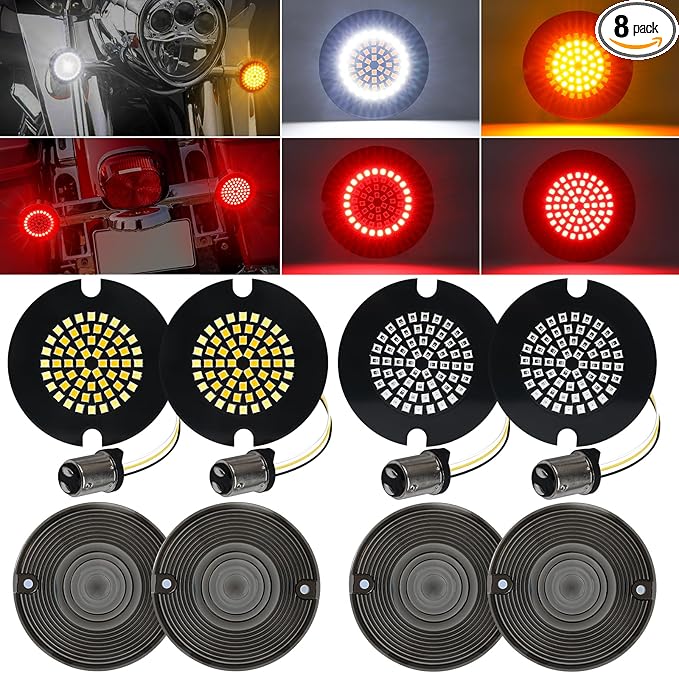 1157 LED Turn Signals 3 1/4", Front Rear Combo Set Flat Housing Led Light Fit for Harley Davidson Electra Glide Road King Softail Tour Glide Ultra Limited 1986-2025