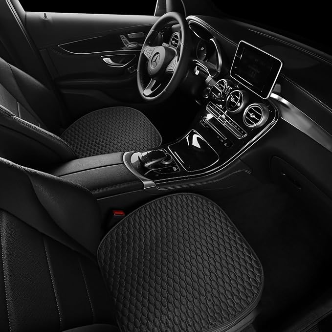 Car Seat Covers Cushion Pad,2PCS Front Bottom Seat Covers for Cars,Super Breathable,Storage Bags,Anti-Slip,Universal Automotive Seat Covers Fit for Most Sedans SUV Pick-up(2Pcs Black)