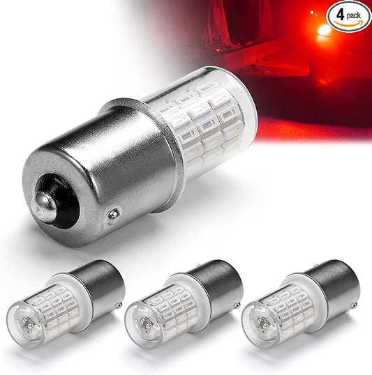 12V 1156 BA15S Red 1003 1141 7506 LED Bulbs Brilliant Red,DC Bayonet Single Contact Base,AC10-24V DC10-30 volt LED Replacement for Brake,Tail Lights,Blinker,Turn Signal,Parking or Running Lights,4Pack