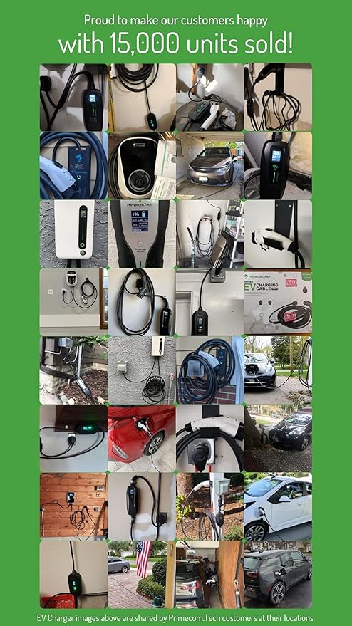PRIMECOM Level 2 EV Charger 220/240V, 16A, 30ft & 50ft, Portable EVSE Electric Vehicle Charging Cable Compatible with Bolt Volt Leaf BMW i3 Fiat 500e Clarity NIRO Prius (50 Feet, 14-30P)
