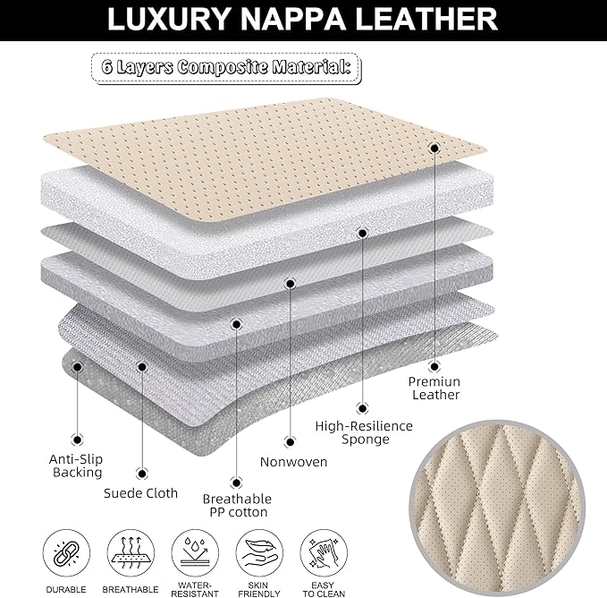 2 Pack Front Car Seat Bottom Covers, Universal Auto Seat Cushions, Nappa Leather Full Wrapping Edge Compatible with Most of Vehicles - SUVs/Sedans/Pickup Trucks, Wine Red&White