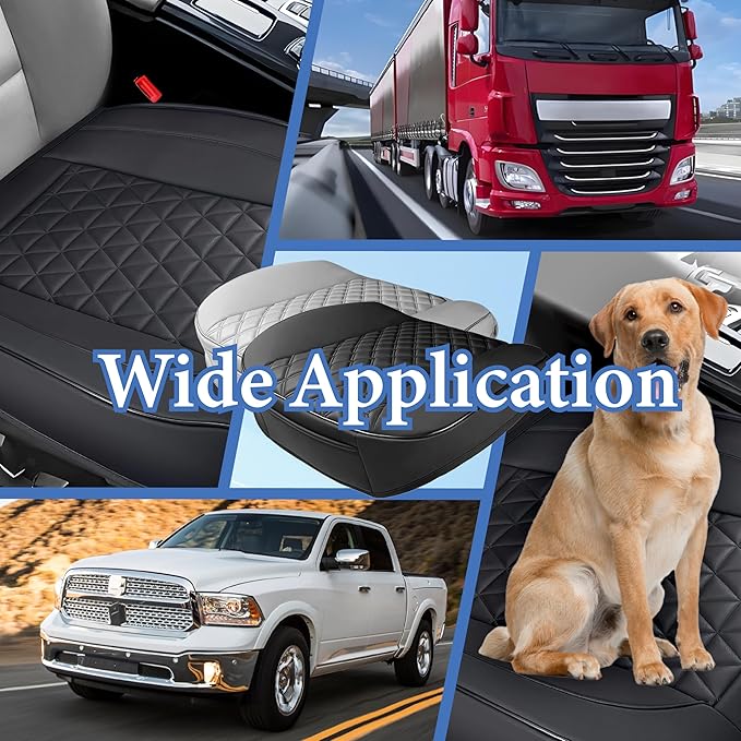 1PC Leather Car Seat Cover, Front Bottom Seat Cushion Cover, Car Seat Cover, Front PU Leather Seat Covers, Anti-Slip and Wrap Around The Bottom with Storage Pocket Suitable for Most Vehicles (Black)