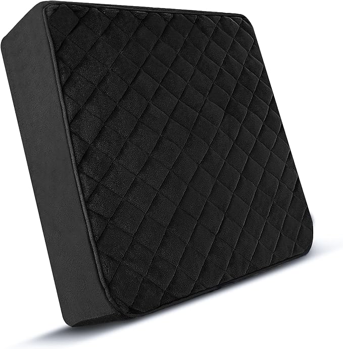 16x16x5 Medium-Soft Memory Foam Seat Cushion for Home, Office, Car, Wheelchair – Plush Comfort & Joint Pain Relief – Washable Velvety Cover with Waterproof Layer & Non-Slip Base – Black