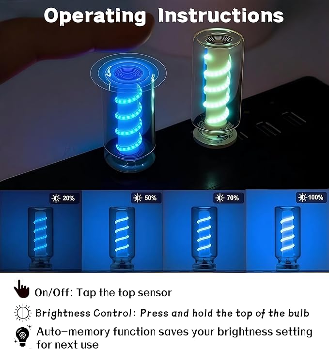 2 PCS USB Car Interior Lights, Touch Dimmable, Mini Retro Glass Bottle Design Suitable for Cars, Bedrooms, Corridors and Camping (Blue)