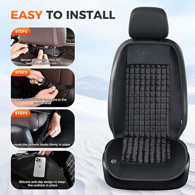 FLORICH Driver or Passenger Car Seat Cushion Comfortable Seat Cover for Full Back for Cars Trucks SUV Van, Black