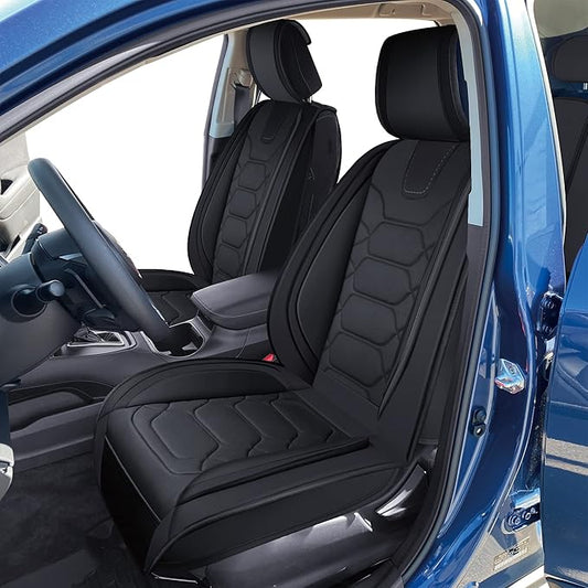 OASIS AUTO Custom Fit Seat Covers for Forester/Outback/Legacy/Impreza/Crosstrek 2010-2025, Waterproof Durable Faux Leather Seat Protector Cushion (Front Pair, Black)