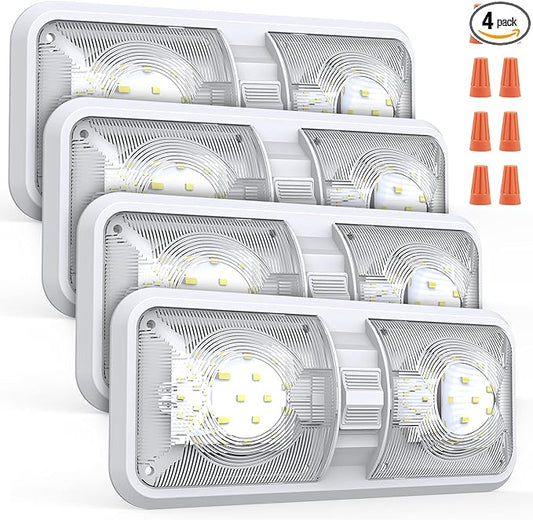 RV Lights Interior, 12 Volt Led Lights 1000LM, Camper Lights 8W, RV Led Lights Interior Fixtures 12V, RV Ceiling Dome Light with Switch for RV/Camper/Trailer/Boat/Car (Natural White, 4Pack).