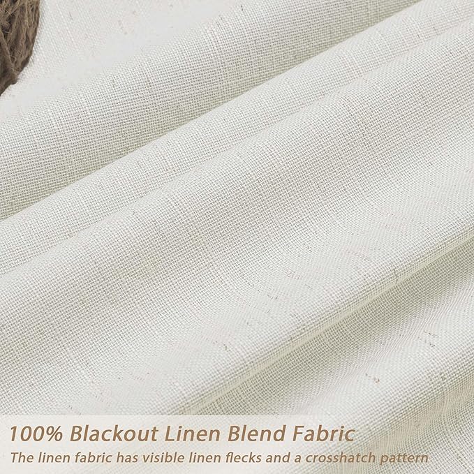 UHITECH 80 Inch Curtains Blackout for Bedroom 2 Panels Set Living Room Black Out Curtain for Windows Natural Beige Linen Thermal Insulated Rod Pocket Drapes