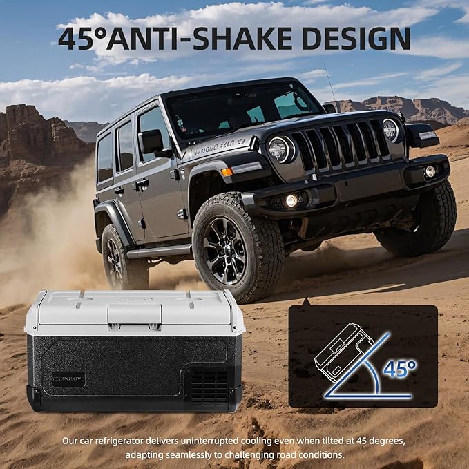 12V Car Refrigerator,21QT Portable Fridge Freezer with Blow Expansion Evaporator,-4℉~68℉ 12/24V DC & 120-240V AC Freezer Cooler for Truck RV SUV Camping Travel，Reversible Door
